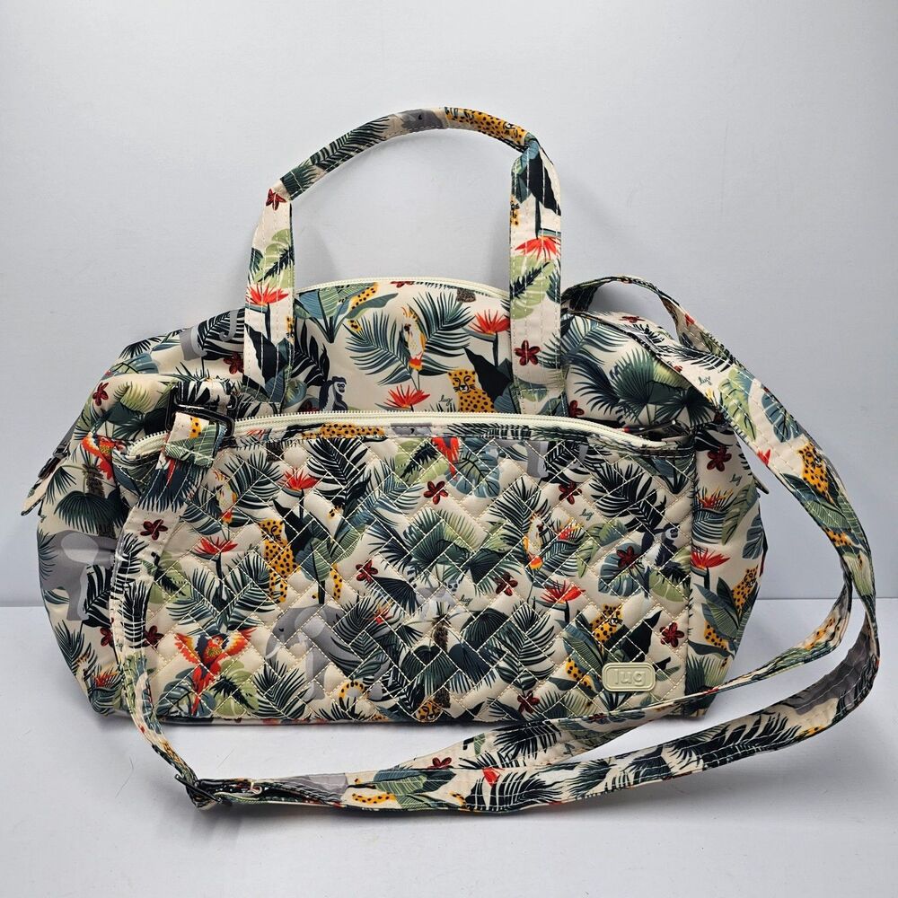 Lug Caboose Insulated Lunch Cooler Bag Crossbody Strap Tropical Jungle Quilted